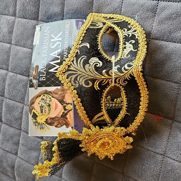 Black Parisian Mask ☆ Mardi Gras ☆  Party Mask ☆ Dress up ☆ Masque Brand New - Picture 1 of 8